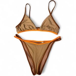 Aerie Tan and Orange Bikini Set